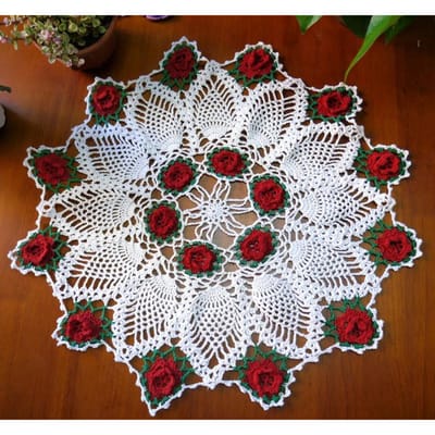 48CM Roze Katoenen Placemat Bekeronderzetter Mok Keuken Bruiloft Tafel Onderlegger Doek Kant Haakwerk Thee Koffie Onderzetter Handgemaakte Pad Diameter 48CM&Round