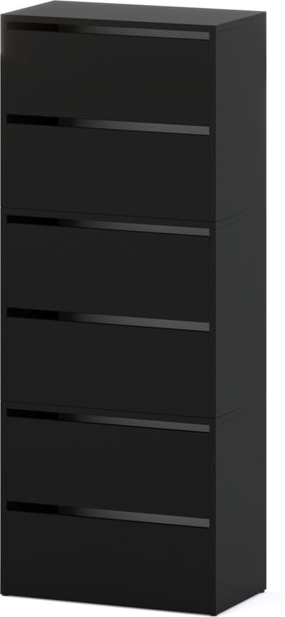 Meubel Square - Schoenenkast STEP - Set van 3 - Mat Zwart - Modulaire schoenenkast zonder handgrepen
