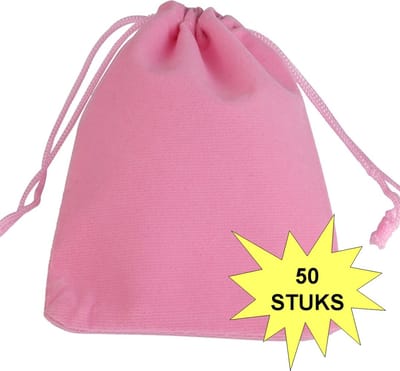 Fako Bijoux - Fluweel Cadeau Zakjes - Velours - 10x12cm - Roze - 50 Stuks