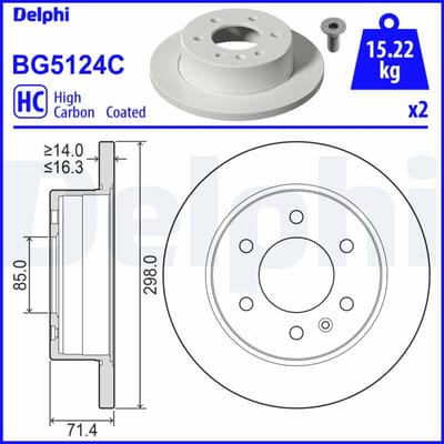 Remschijven DELPHI BG5124C achter, volledig, sterk gecarboniseerd, 2 Stuk