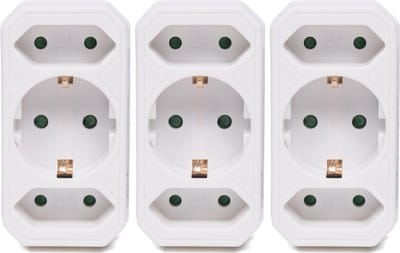 Benson Stopcontact splitter - 3x - triple - wit - voor 3 stekkers - verdeelstekkers