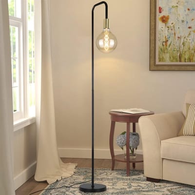 NETTLIFE E27 Vloerlamp | vintage | zwart goud | voetschakelaar | metalen | H 157cm | voor woonkamer slaapkamer kantoor (zonder lamp)