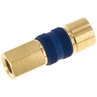 Messing DN 5 Blauw-Coded Luchtkoppeling Snelkoppeling G 1/8 inch Binnendraad - CLS5-F-B-BLU-CD-018