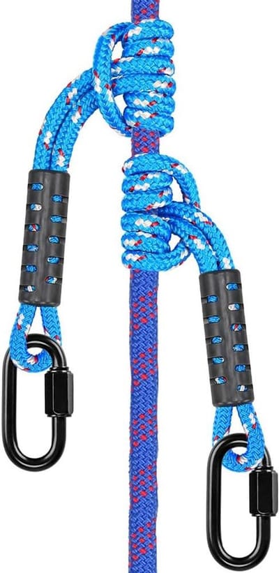 MK Stoer -Klimtouw set van 2 - Volwassenen - Veiligheidstouw met karabijnhaak - 50 cm - Binnen en buiten - Kinderen - Klimwand - Reddingskabel - Bergbeklimmen - Noodgevallen - Overleven - Geschikt voor alle leeftijden - 10 mm - Allecta