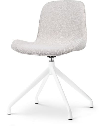 Nolon Nola-Fé Eetkamerstoel Draaibaar Bouclé Beige - Stof - Wit Metalen Onderstel