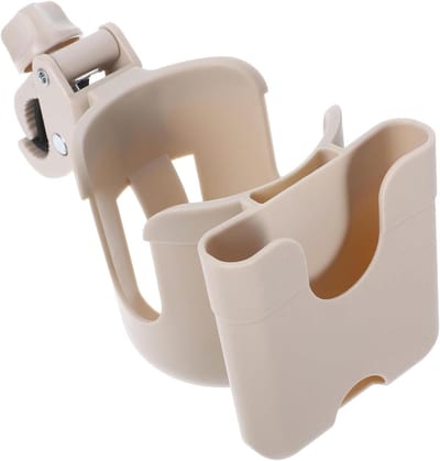 Bekerhouder Kinderwagen - Telefoonhouder Buggy - Onderweg Spullen Dragen - Dubbellaags Slot - 25 x 15 x 12 cm - Wit