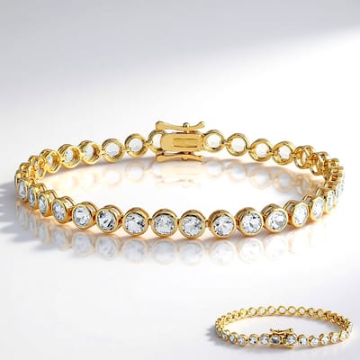 Cavill - Zilveren Armband - 925 Sterling Zilver Verguld - 35 Witte Topaas Ronde Steentjes 9.975 Ct - Elegant Nigeria Topaas Sieraad