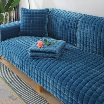 Mode effen kleur dikke flanel pluche bank handdoek zachte fluwelen bankhoes voor bank antislip bankhoes voor woonkamer 70x70cm 1pc donkerblauwe kleur