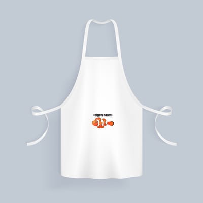 Akyol - oranje vis (nemo) met eigen naam Keukenschort - Vis - vissen liefhebbers - iemand die houdt van vissen - verjaardag - cadeau - kado - 82 bij 71 cm