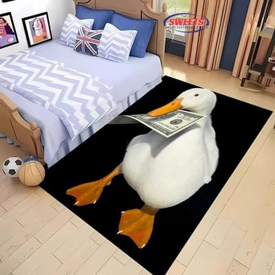 Cartoon Humor Eend Vloerkleed voor Thuis Woonkamer Kinderkamer Bank Deurmat Keuken Vloer Antislip Decor Kleed Grappig Cadeau 40x60cm (16x24in)