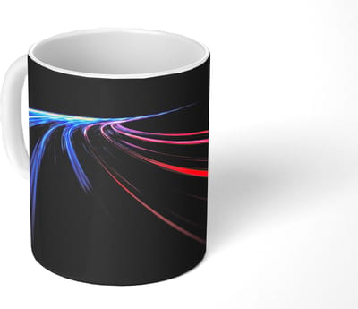 Mok - Koffiemok - Strepen - Gebogen - Blauw - Mokken - 350 ML - Beker - Koffiemokken - Theemok