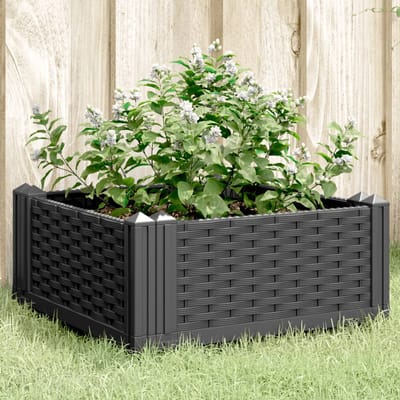 vidaXL - Plantenbak - met - pinnen - 42,5x42,5x28,5 - cm - polypropeen - zwart