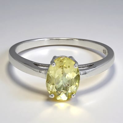 Cavill - Zilveren ring 925 Sterling met 1,03 ct limoen apatiet ovaal - Elegante zomerse damesring - Klauwzetting - Stijlvol sieraad maat 17