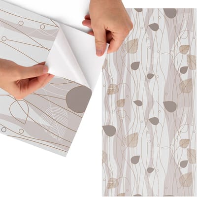 Tulup Meubelfolie - Bladpatroon Decoratiefolie - 65x130 cm - Beige Meubelfolie - Meubel Wrap Folie - Minimalist Meubelfolie - Plakfolie Meubels - Keuken decoratie - Bloemen en planten
