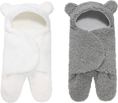 Baby Slaapzak - Inbakeren Pasgeboren Slaapzak - Slaapzak voor Baby - Dikker Slaapzak - Teddy Babyslaapzak - Crème - Lente/ Herfst - Inbakerdoek Baby- newborn 0-3 mnd