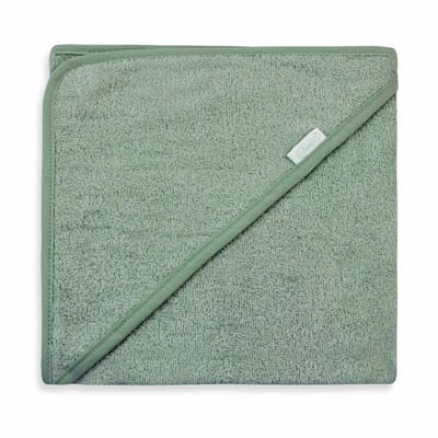 Gepersonaliseerde badcape stone green met naam geborduurd