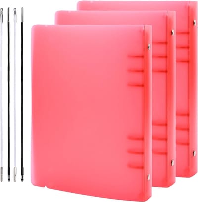 Set van 3 A5 6-Ring Binder Covers van Schoon Transparant Zacht PVC voor Navulbare Notitieboekjes met Matte Oppervlak voor Stempel- en Stansopslag (Rood)