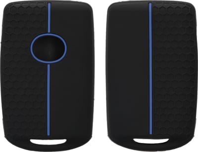 kwmobile autosleutel hoesje geschikt voor Mazda 3-Knoppen CX30 CX50 CX60 CX90 MX-30 hoes - Siliconen autosleutel behuizing - Auto sleutel case met honingraat - Sleuteletui in zwart / blauw
