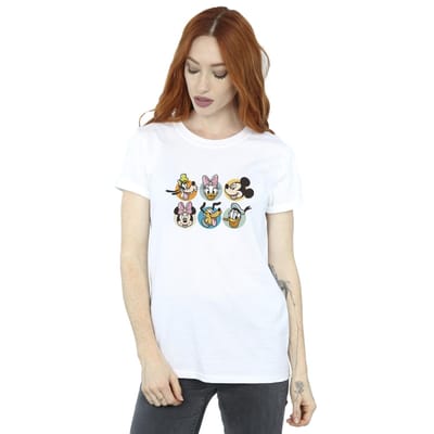 Disney Dames/Dames Mickey Mouse And Friends Gezichten Katoenen Vriendje T-shirt (Wit)