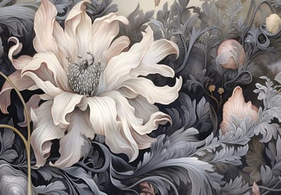 Vliesbehang - Fotobehang - Bloem - Bladeren - Bloemen - Planten - Bloemblaadje - Wit - 184x254 cm (Hoogte x Lengte)