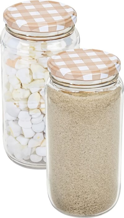 Hega Hogar Weckpot/voorraadpot Classico - 2x - 950 ml - kunststof - beige - D8 x H17 cm