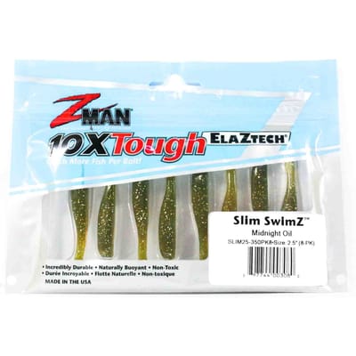 Zman Soft Lure Slim SwimZ 2,5 Inch 8/Pack Middernachtolie (3080)