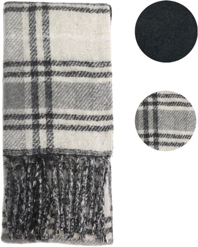 Emilie scarves - sjaal - wintersjaal - dames - dubbelzijdig - geruit & effen zwart