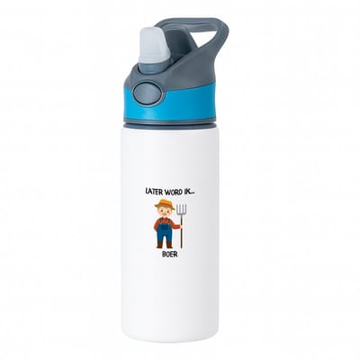 Hacebo® - Later word ik boer waterfles met rietje blauw - Boer - Baby's - Boer - tractor - trekker - groene trekker - steun de boer - landbouw - akkerbouw - veehouder - truck - boerenbedrijf - water fles - 650ML