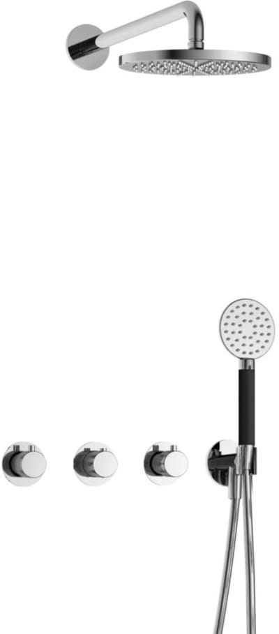 Hotbath Cobber X - CX7067 - Inbouw Regendoucheset - Chroom - 2 Stopkranen - Thermostatisch - Wandarm 40 cm - Hoofddouche 200 mm - Ronde Handdouche 3 Standen - Waterbesparend