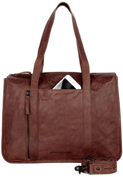 Leren Laptop / Schoudertas - 15 inch - Catrenia - Donkerbruin