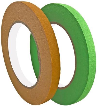 Dubbellaags Plakband, 2 Rollen, 15 mm x 50 m, Ideaal voor Schilderen, Knutselen en Creatieve Projecten, Lichtgroen en Bruin