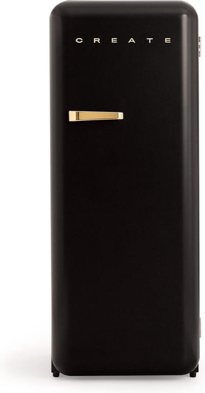 CREATE - Koelkast in retrostijl - Zwart - Handvat Goud - FRIDGE RETRO 281L