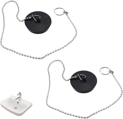 2 stuks gootsteen- en wastafelstop met stopperketting - Perfecte afvoeroplossing voor keukens en badkamers