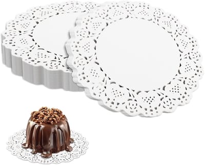 Dailygoods- Taarttoppers 150 stuks - Taartonderlegger - Basispapier - Voedselveilig - Ronde taartbloemen - 11,4 cm diameter