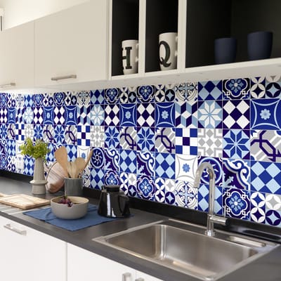 Zelfklevende tegelmuurstickers voor keuken en badkamer - 60 Azulejos Flavinia tegelstickers - 60 stickers 20x20cm