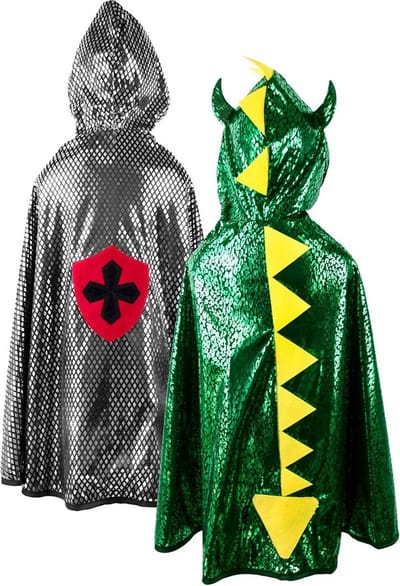 Great Pretenders Verkleedkledij Draak/Ridder - Omkeerbare cape - 110-116cm - 5-6 jaar - Multi