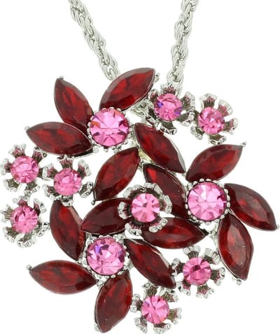 Behave - Ronde Ketting met Rode en Roze Stenen - 40,5 cm