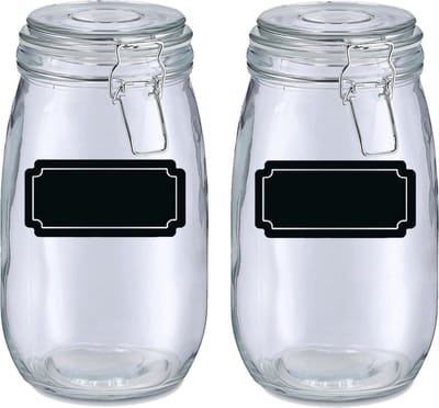 Weckpotten/inmaakpotten - 4x - 1.4L - glas - met beugelsluiting - incl. etiketten