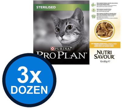 3x Pro Plan - Cat Pouch Sterilised Kip in Saus - Kattenvoer Natvoer - 850 g