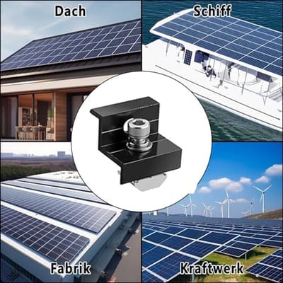 Zonnepaneel Houder - PV Montage Set - Dak Installatie - Verstelbare Klemmen - 2 Modules - Zilver