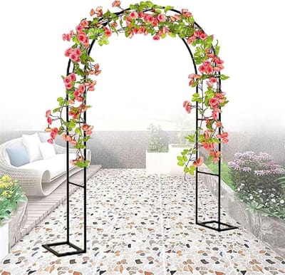 Tuinboog Metaal - Rozenboog Hekwerk - Klimplanten Ondersteunen - Weerbestendig Gepoedercoat Staal - 2.4 x 2.2 m - Zwart