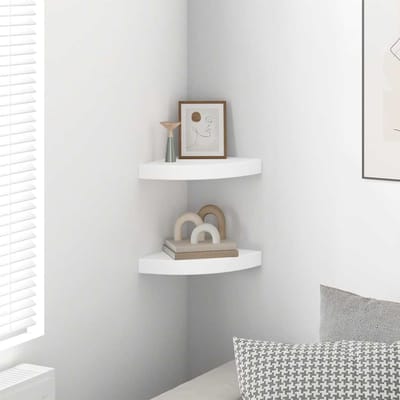 vidaXL - Hoekschappen - zwevend - 2 - st - 25x25x3,8 - cm - MDF - wit