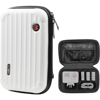 Étui de rangement portable pour appareil photo de sport aMagisn AC03 avec design semi-ouvert et détachable blanc