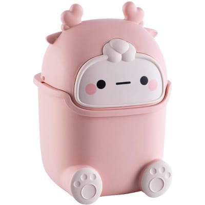 Kawaii Mini Prullenbak Bureaublad Vuilnisbak Thuiskantoor Vuilnisbak Cartoon Schattige Afvalbak Huishouden Kinderkamer Decoratie roze