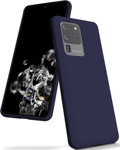 Hoesje Geschikt Voor Samsung Galaxy S20 Ultra Hoesje - Fluweelzachte Microvezel Siliconen Back Cover – Donkerblauw