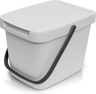 Biologische afvalemmer - Compostbak keuken - Dagelijks afval - Geurdicht deksel - 6 Liter inhoud - Grijs