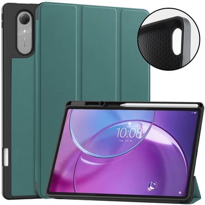 Coverup Tablethoes geschikt voor Lenovo Idea Tab Pro Gen 2 Hoesje - Tri-Fold Book Case met Wake/Sleep en Stylus-houder - Groen