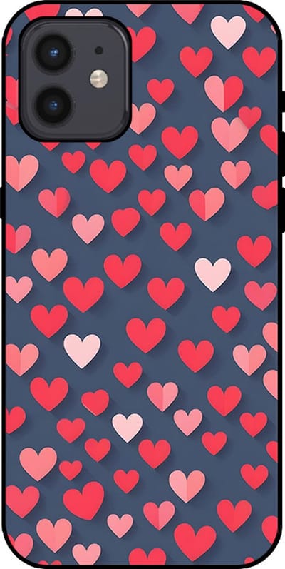 Smartphonica Telefoonhoesje Geschikt voor iPhone 12/12 Pro met Roze en Rode Hartjes Opdruk - TPU Backcover Case With Rosé and Red Heart Design geschikt voor iPhone 12;iPhone 12 Pro