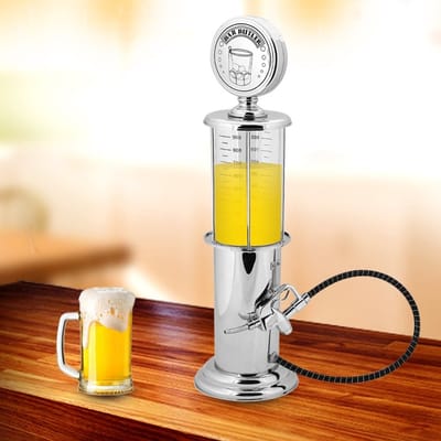 Dailygoods- Wijn Dispenser 1000 cc - Drankdispenser met Kraan - ABS-Kunststof - Zilver - Geschikt voor Bier/Whisky/Wodka - Afmeting 16 x 16 x 43 cm