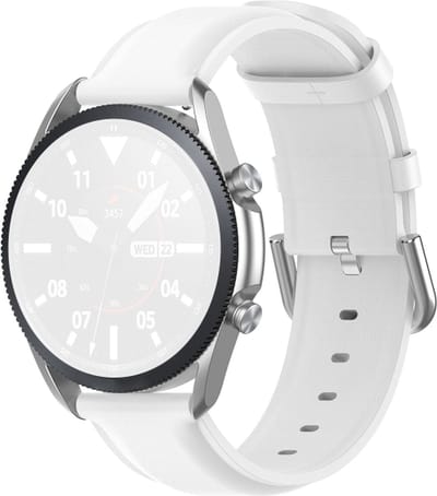 Leren bandje - geschikt voor Garmin Venu (2 Plus) / Venu SQ (2) / Vivomove (Style - Sport) / Vivoactive 3 / 5 / 6 / Forerunner 55 / 165 / 245 / 645 / 570 - 42mm - wit